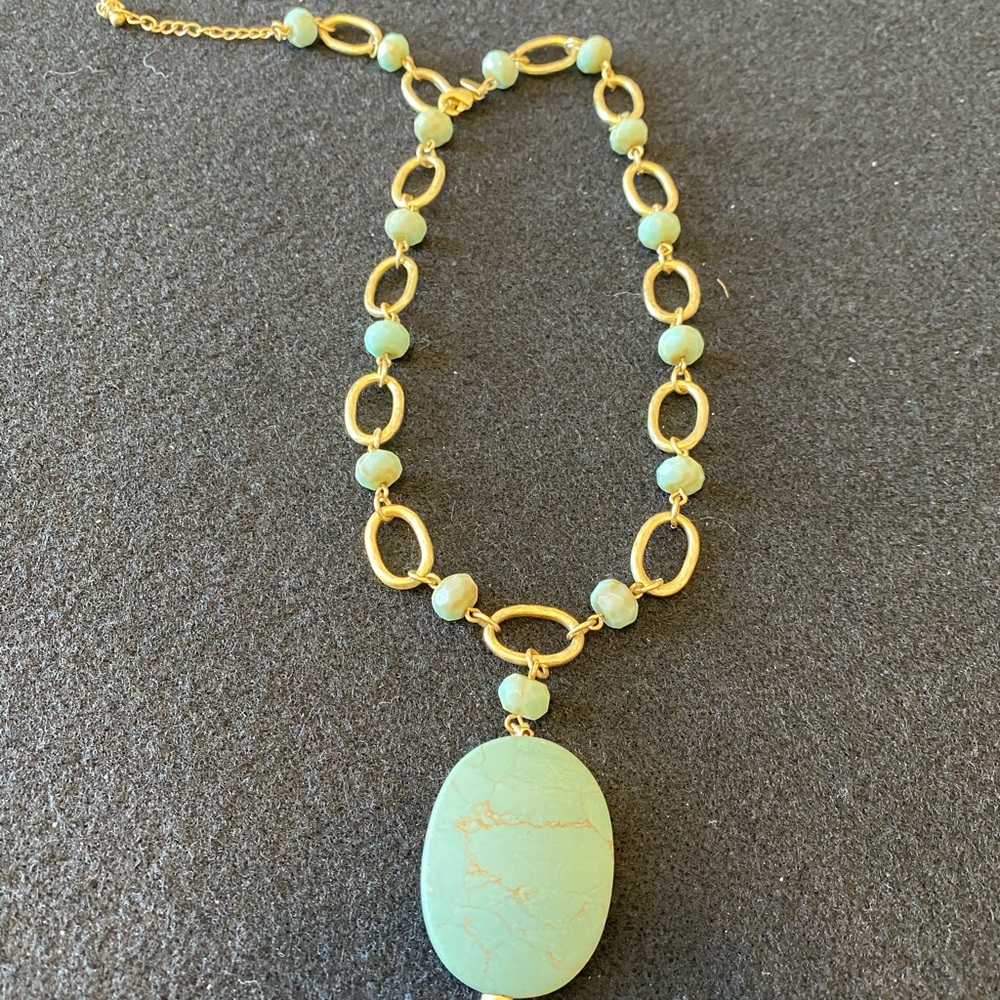 Lia Sophia Turquoise & Gold necklace.